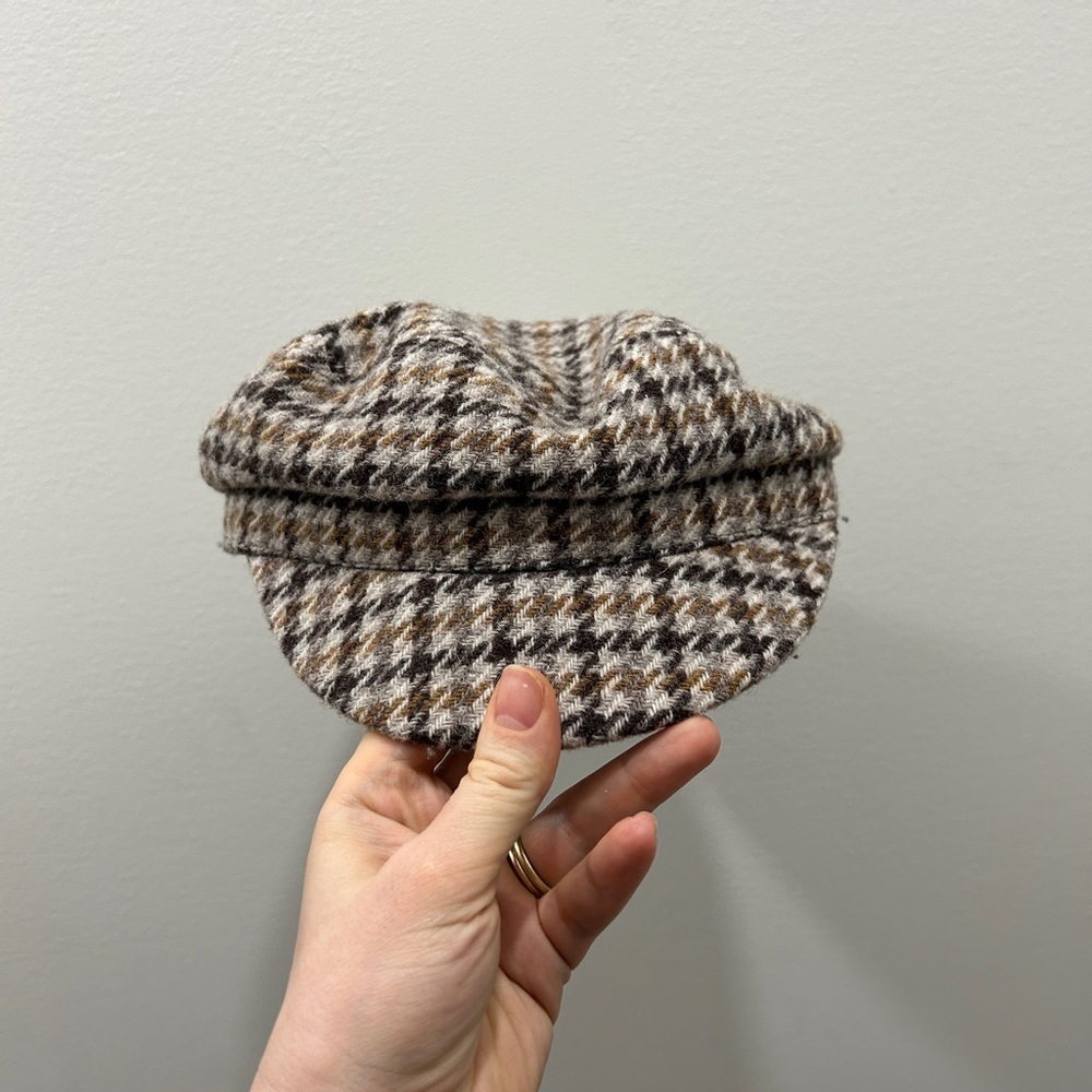 Isabel Marant Evie 100% wool newsboy cap checkered tweed hat size 57 cm - Picture 6 of 6